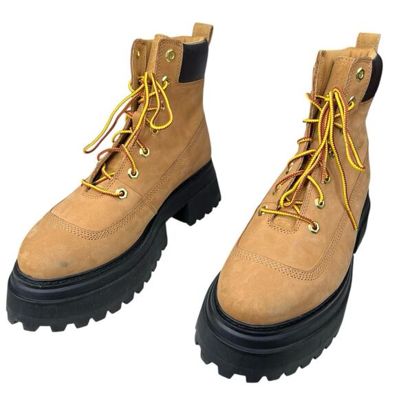 Timberland Women’s Sky Brown Suede Platform Combat Boots Size US 9.5 - Picture 6 of 12